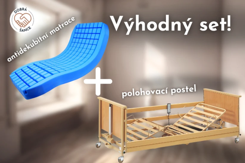VÝHODNÝ SET: | Snížená polohovací postel DALI II. + Antidekubitní matrace s potahem