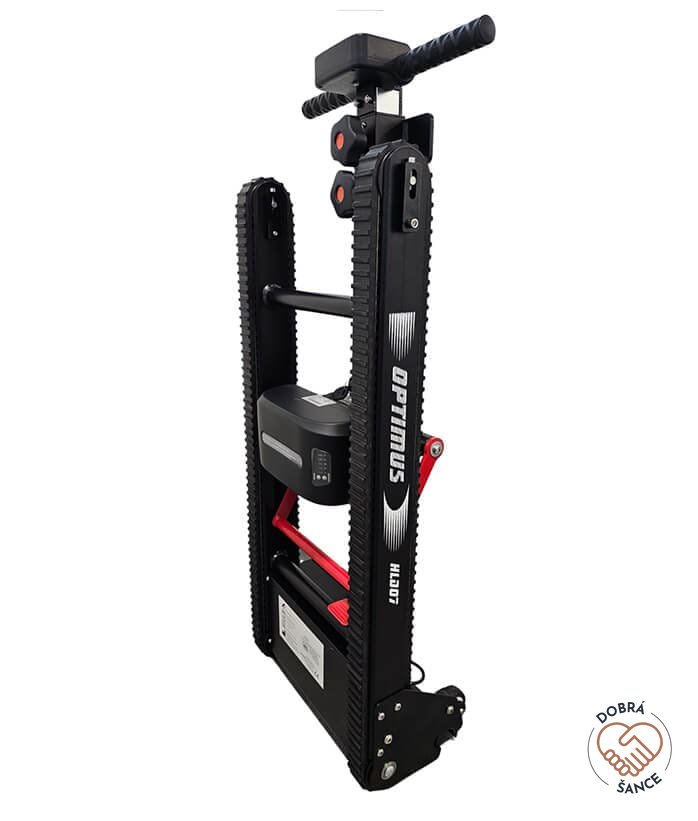 Pásový mechanismus Pásového Schodolezu Optimus HLD07 bez vozíku, přední pohled na bezpečnostní prvky