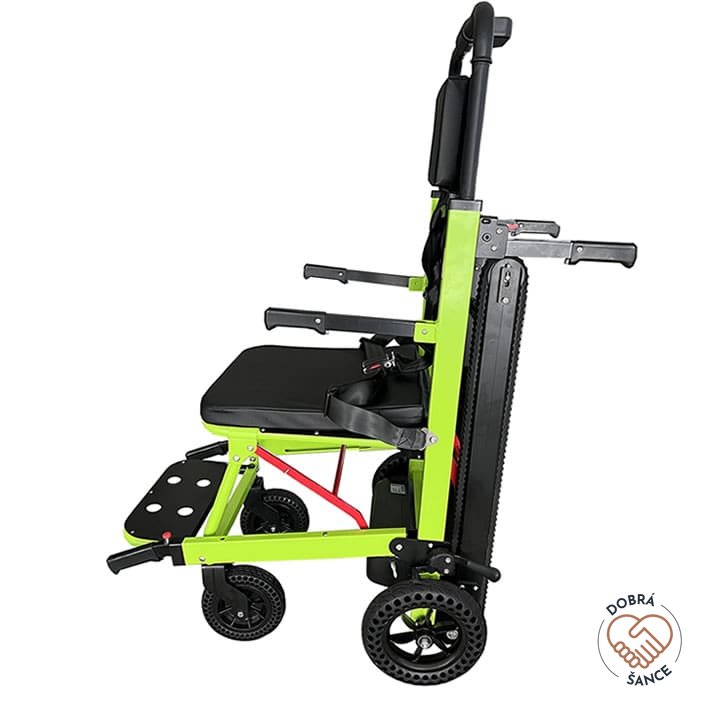 Pásový schodolez OPTIMUS HLD01, boční pohled z druhé strany, ergonomický design, pohodlný sedák