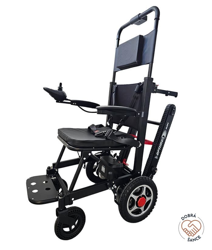 Schodolez a Elektrický Vozík 3v1 Optimus HLD04, pohled z druhé strany, skládací konstrukce, bezpečné ovládání joystickem