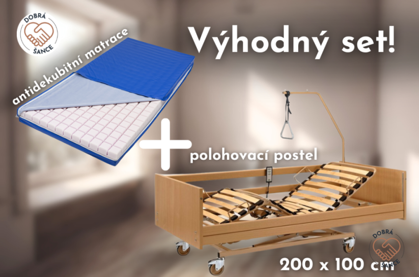 VÝHODNÝ SET: Polohovací postel WESTFALIA (Speciální rozměr) + Antidekubitní matrace s potahem
