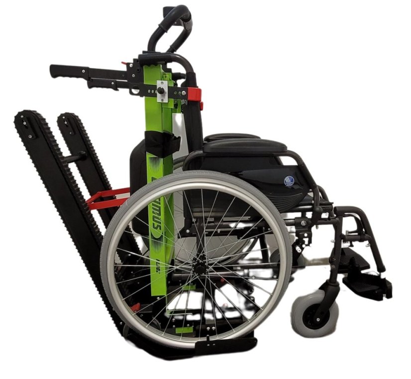 Schodolez OPTIMUS HLD02 s připevněným invalidním vozíkem, stabilní přeprava pro osoby se sníženou pohyblivostí