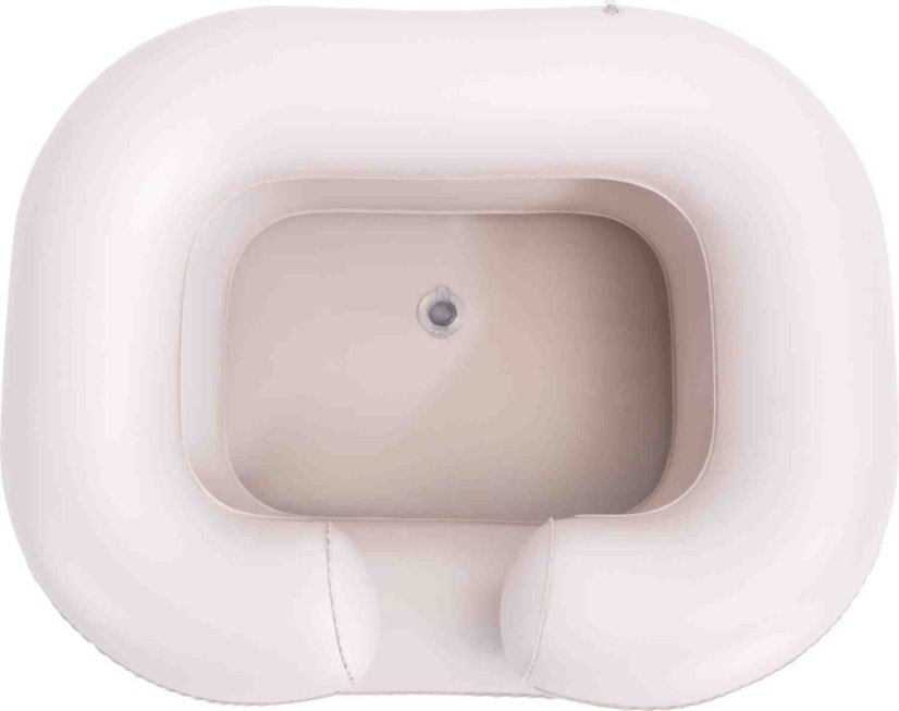 Pohled shora na Nafukovací umyvadlo se sprchou, dvouvrstvý design zabraňuje rozlití vody, ideální pro domácí péči