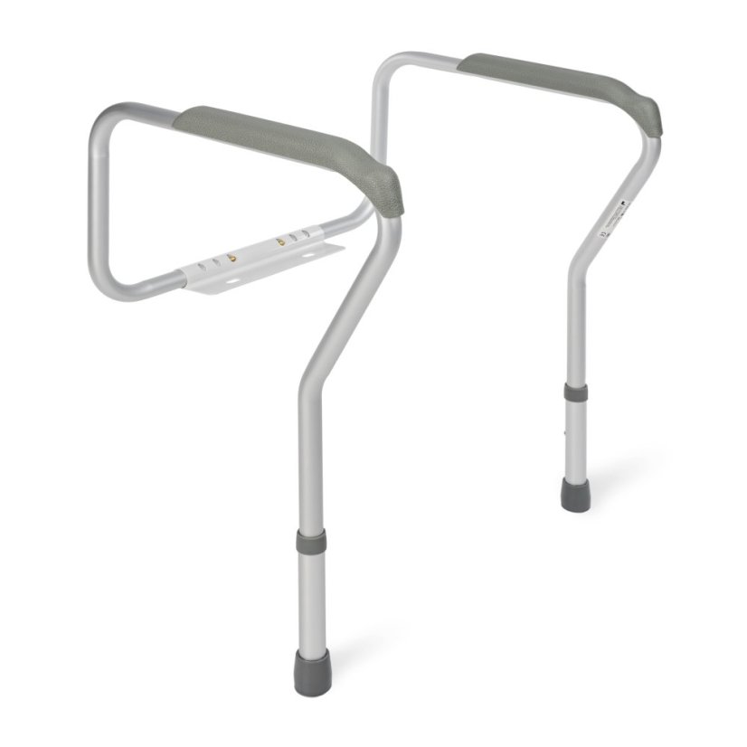 Podpěra na WC dvoubodová, lehká hliníková konstrukce, nastavitelná výška a šířka, protiskluzové koncovky pro bezpečnost