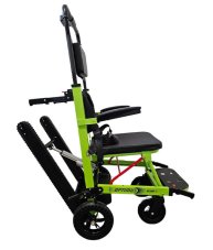 Boční pohled na schodolez OPTIMUS HLD01+, motor pro úpravu úhlu pásů, bezpečný transport po schodech