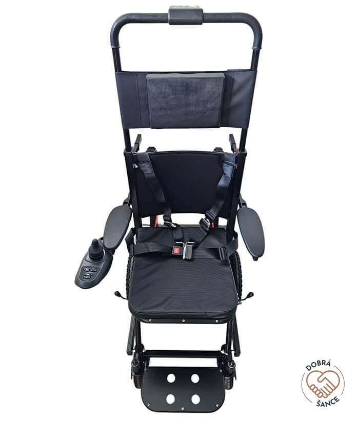 Schodolez a Elektrický Vozík 3v1 Optimus HLD04, pohled z vrchu na ergonomickou sedačku a ovládací prvky