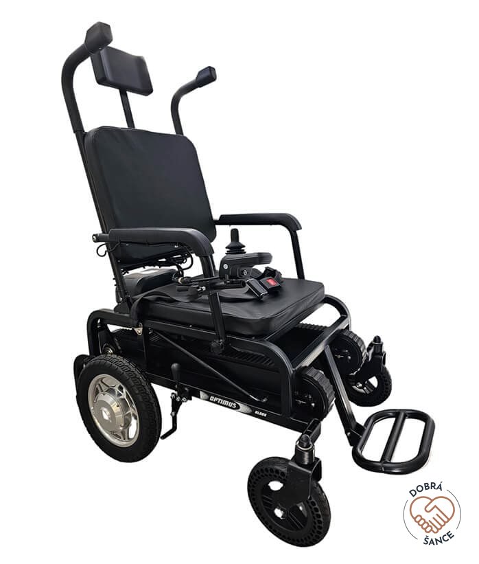 Pásový Schodolez a Elektrický Vozík 2v1 Optimus HLD06, boční pohled, skládací konstrukce, joystick pro ovládání elektrického vozíku