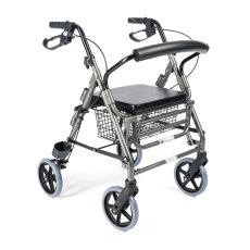 Chodítko LUCY, stabilní konstrukce, ergonomická madla, brzdy a komfortní sedák bez podpěry nohou