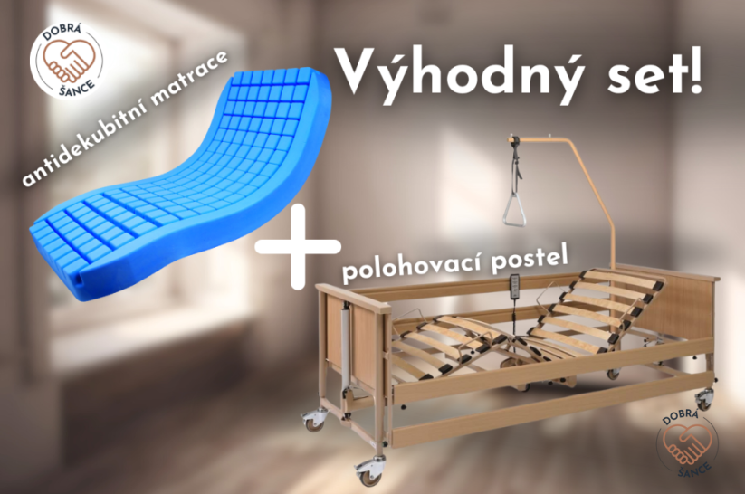 Set: Polohovací postel Dali II Burmeier + antidekubitní matrace, dřevěné obložení, sleva 1 000 Kč
