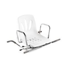 Rotující sedačka do vany, ergonomický sedák s opěradlem, otočná základna s aretací, boční madla pro bezpečný přístup