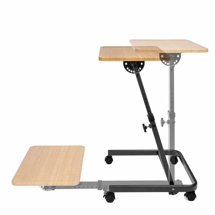 Multifunkční stolek k lůžku, polohovatelný rám pro extra nízké nastavení výšky
