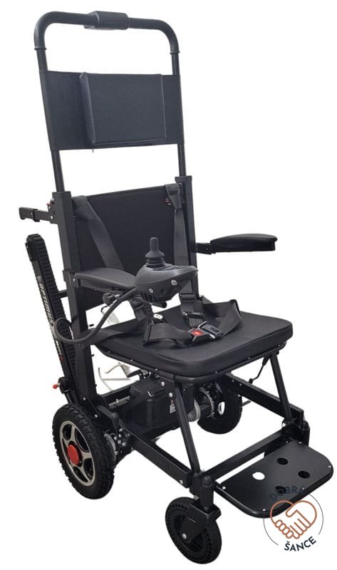 Schodolez a Elektrický Vozík 3v1 Optimus HLD04, černá barva, nosnost 180 kg, joystickové ovládání, elektrické pásy