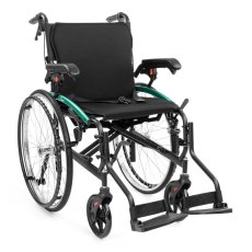Invalidní vozík ACTIV-TIM, ultralehký hliníkový rám, černé čalounění, sklopné područky a nožní opěrky