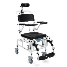 Polohovací toaletní a sprchové křeslo MASTER-TIM+, hliníkový rám, sanitární nádoba, sklopné područky, stabilní konstrukce