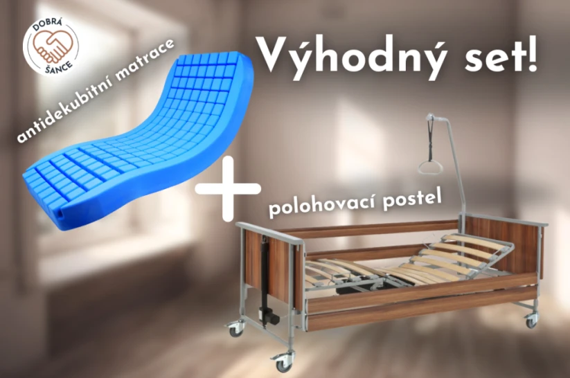 VÝHODNÝ SET: Snížená polohovací postel DOMIFLEX 2 + Antidekubitní matrace s potahem