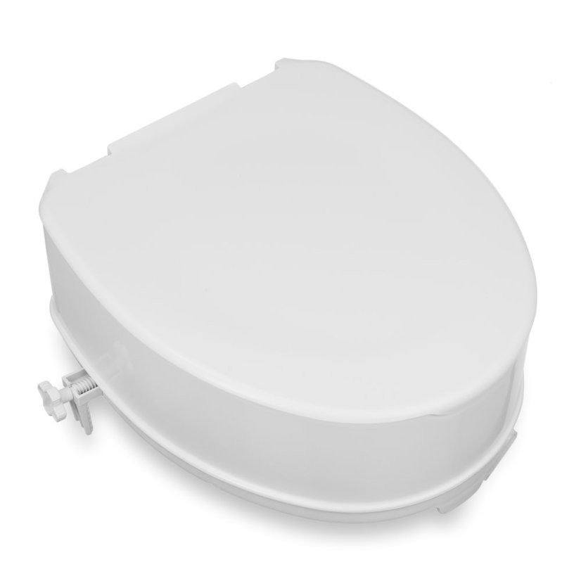 Nástavec na WC s poklopem, výška 15 cm, ergonomické zvýšené sedátko pro osoby se sníženou pohyblivostí, zavřené víko pro hygienu