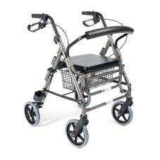 Chodítko LUCY, stabilní konstrukce, ergonomická madla, brzdy a komfortní sedák bez podpěry nohou