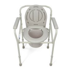 Skládací WC židle, pohled shora s otevřeným poklopem, ergonomické sedátko s toaletní nádobou, pro osoby s omezenou pohyblivostí