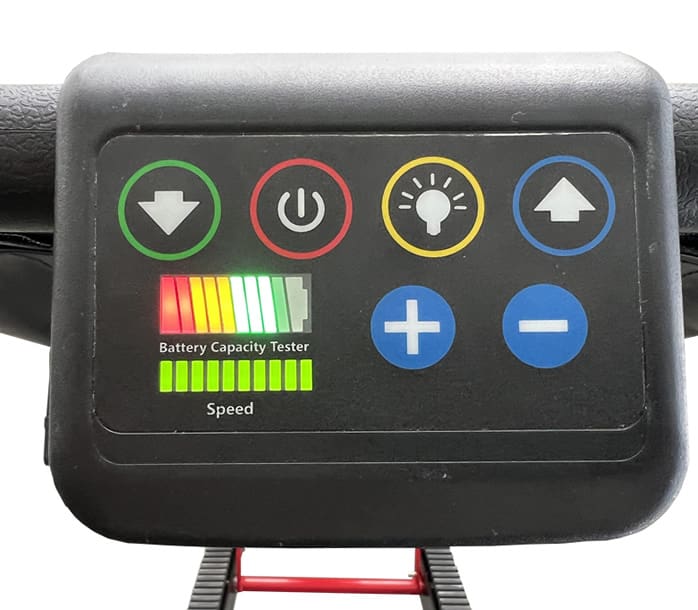 Ovládací panel na rukojeti Schodolezu OPTIMUS HLD02, ergonomické ovládání pro snadnou manipulaci po schodech