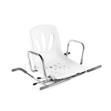 Rotující sedačka do vany, ergonomický sedák s opěradlem, otočná základna s aretací, boční madla pro bezpečný přístup